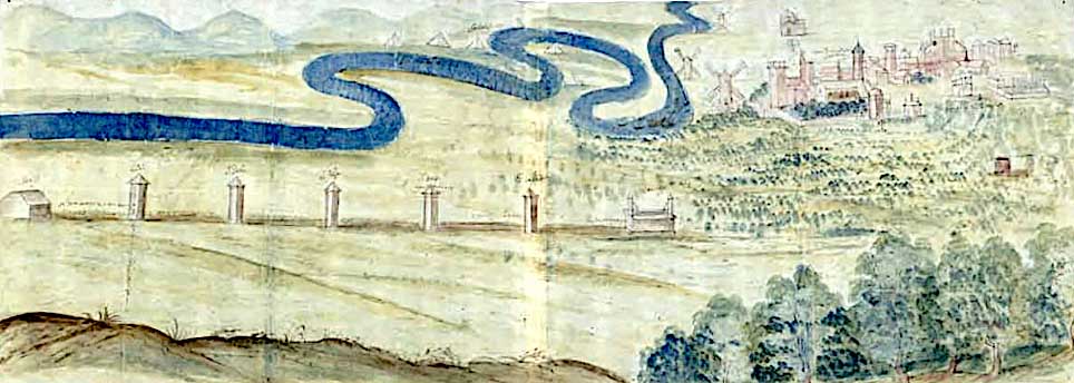 Acueducto de La Piedad – Apuntes históricos (IV). Acuarela con la conducción de agua. Fines s. XVII