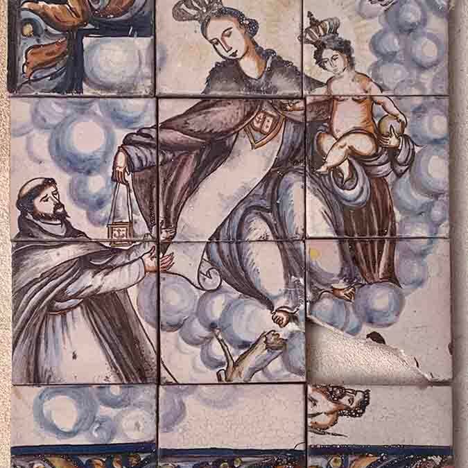 Virgen del Carmen entregando el escapulario a San Simón Stock